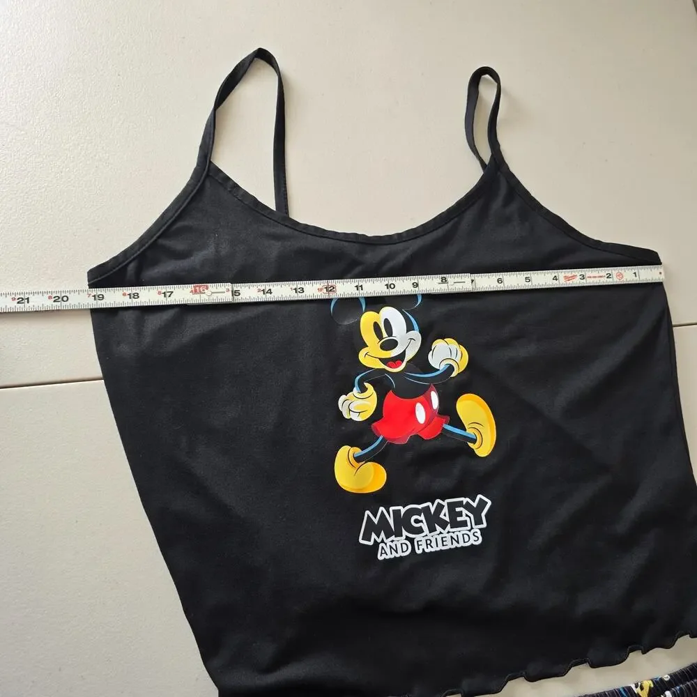Disney Mickey Mouse & Friends Shorts & Tank Pajama Lounge Set Women's XXL Black - Picture 12 of 16